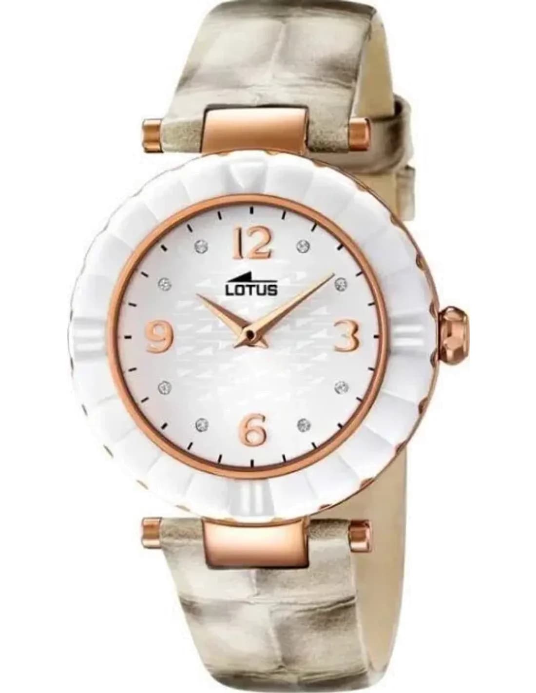 Montre Femme Lotus Trendy L15912/2 Cadran Argent & Bracelet Cuir Gris Bicolore