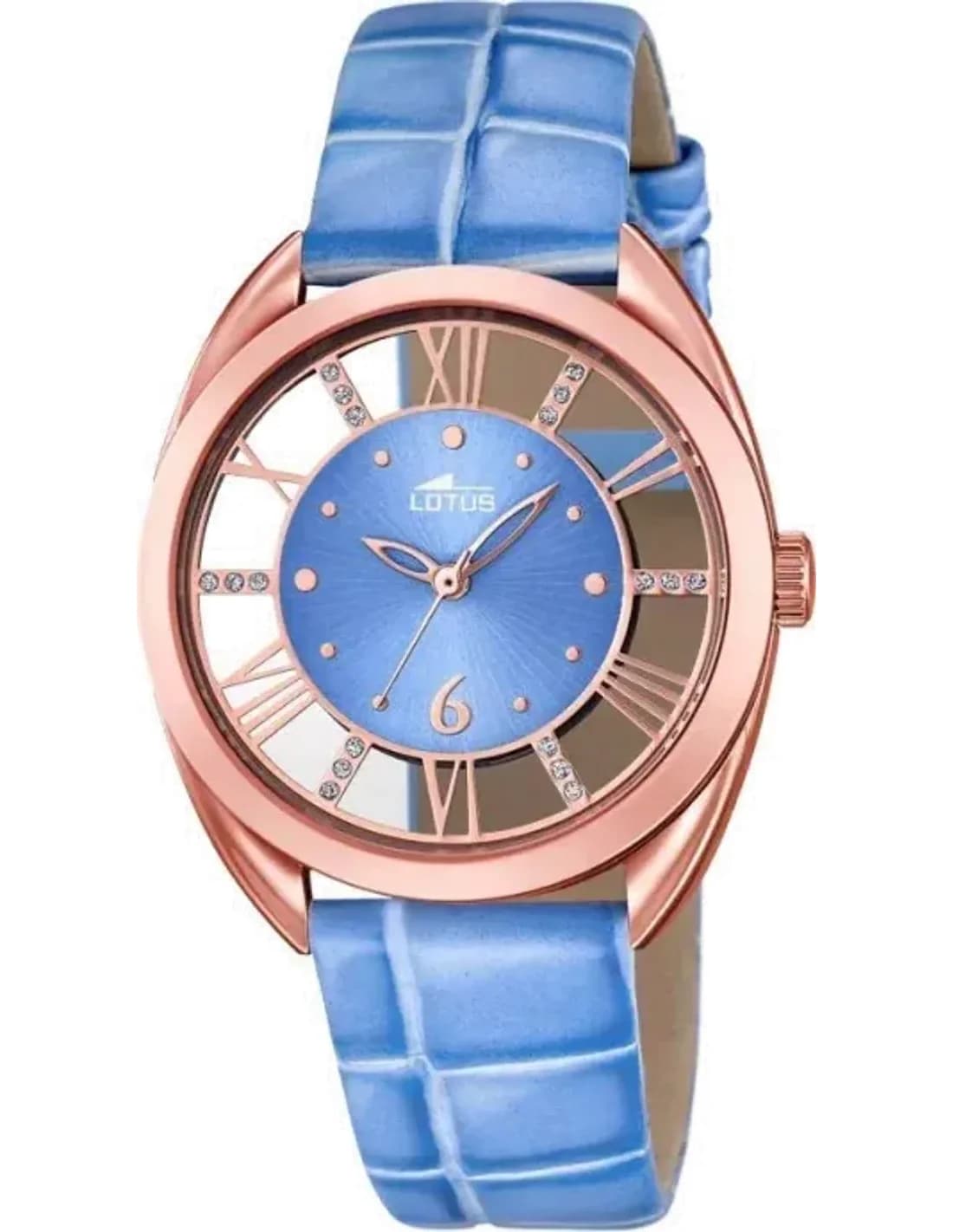 Montre Femme Lotus Trendy L18226/2 - Boîtier or rose et bracelet cuir bleu