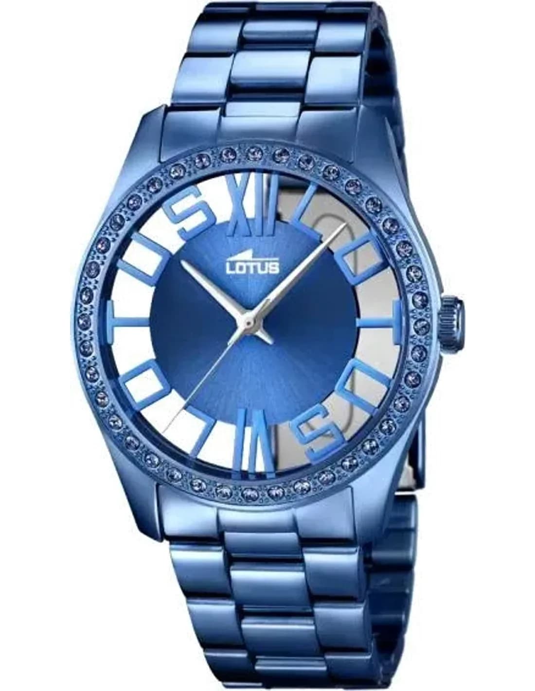Montre Femme Lotus Trendy L18251/1 Cadran Squelette Bleu Acier