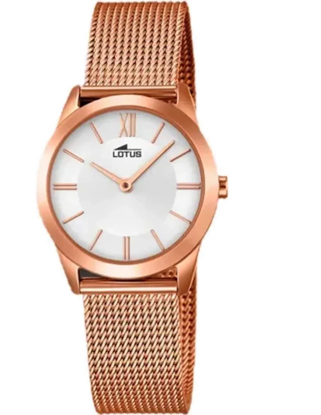 Montre Lotus Trendy L18293/1 pour Femme, Cadran Argent et Bracelet Or Rose