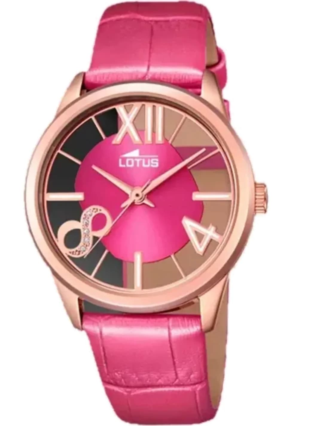 Montre Femme Lotus Trendy L18306/2 Cadran Fuchsia et Bracelet Cuir Rose