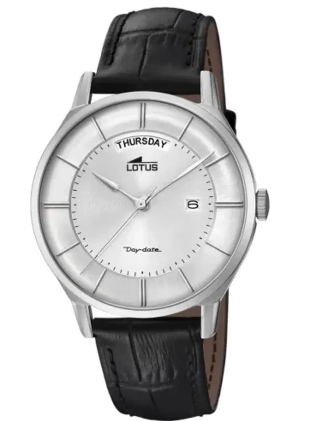 Montre Homme Lotus L18420/1 Cadran Argent Bracelet Cuir Noir