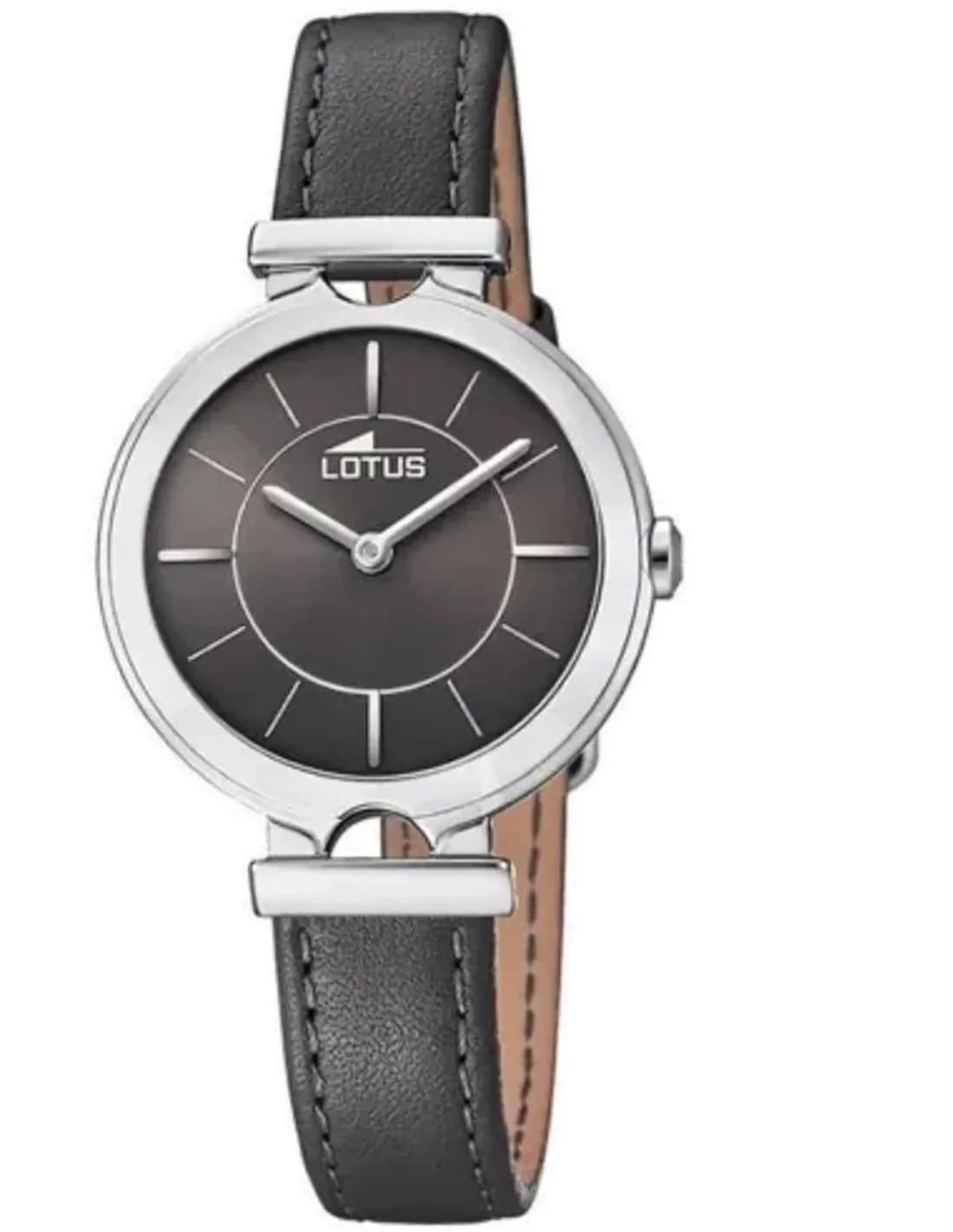 Montre Femme Lotus L18451/2 à Cadran Gris et Bracelet Cuir Noir