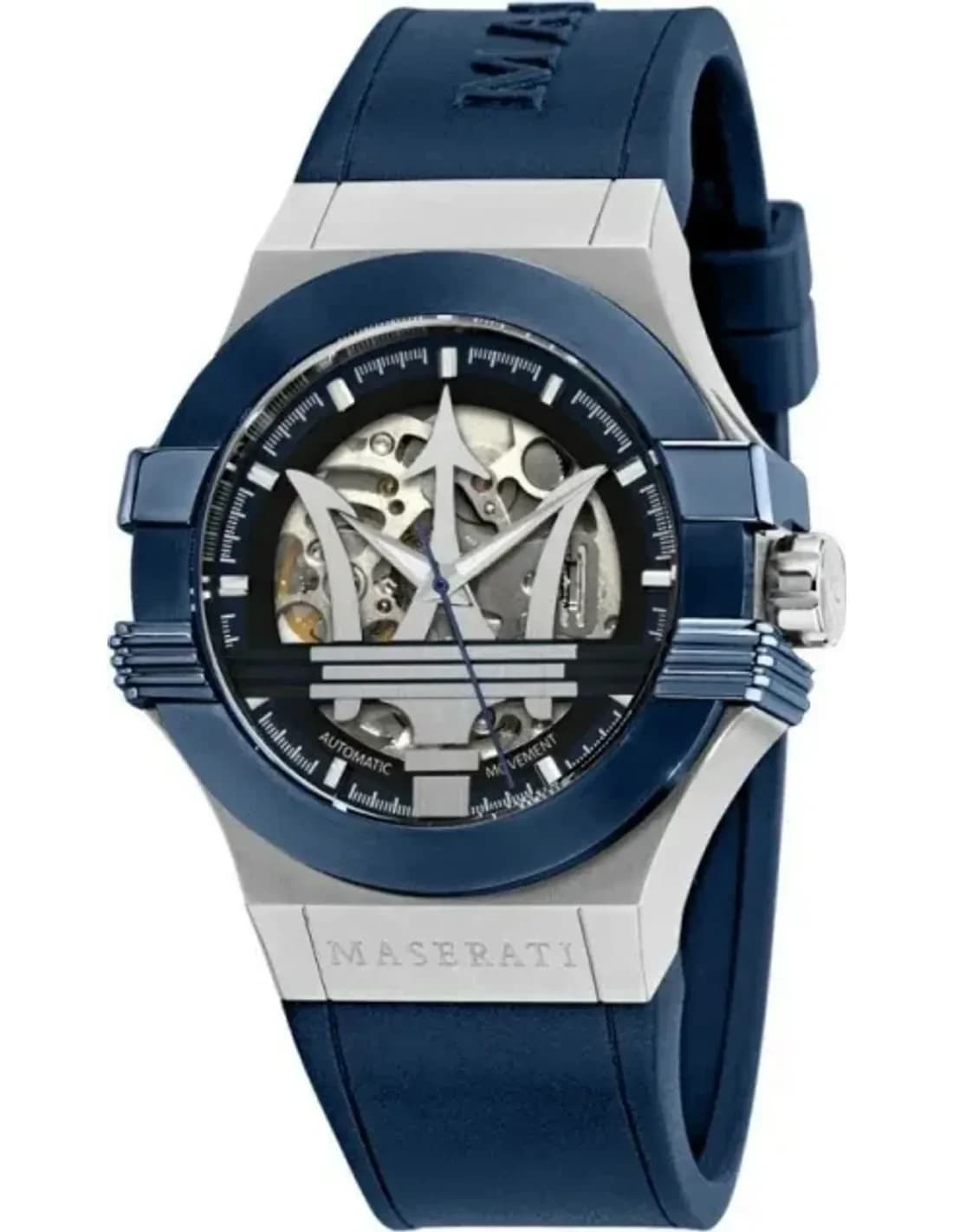 Montre Maserati Potenza R8821108028 homme bracelet silicone bleu automatique