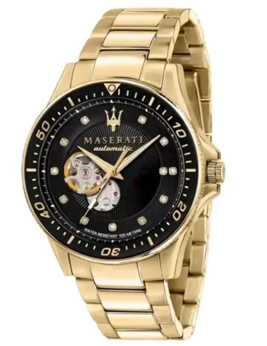 Montre Homme Maserati Sfida Automatique Squelette - Boîtier Or, Cadran Noir - Réf. R8823140003