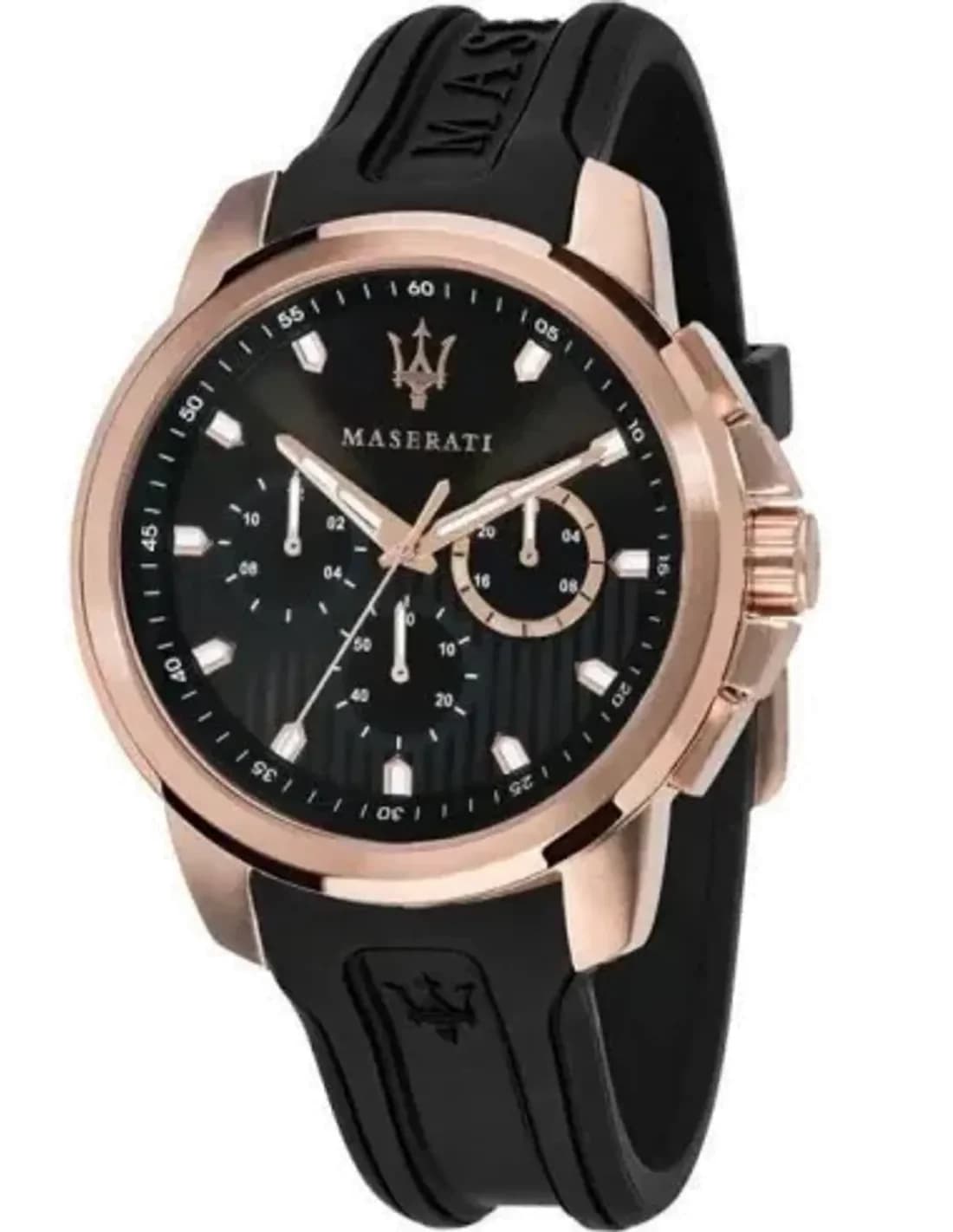Montre Homme Maserati Chronographe 44mm Acier Or Rose R8851123008 bracelet en acier Noir