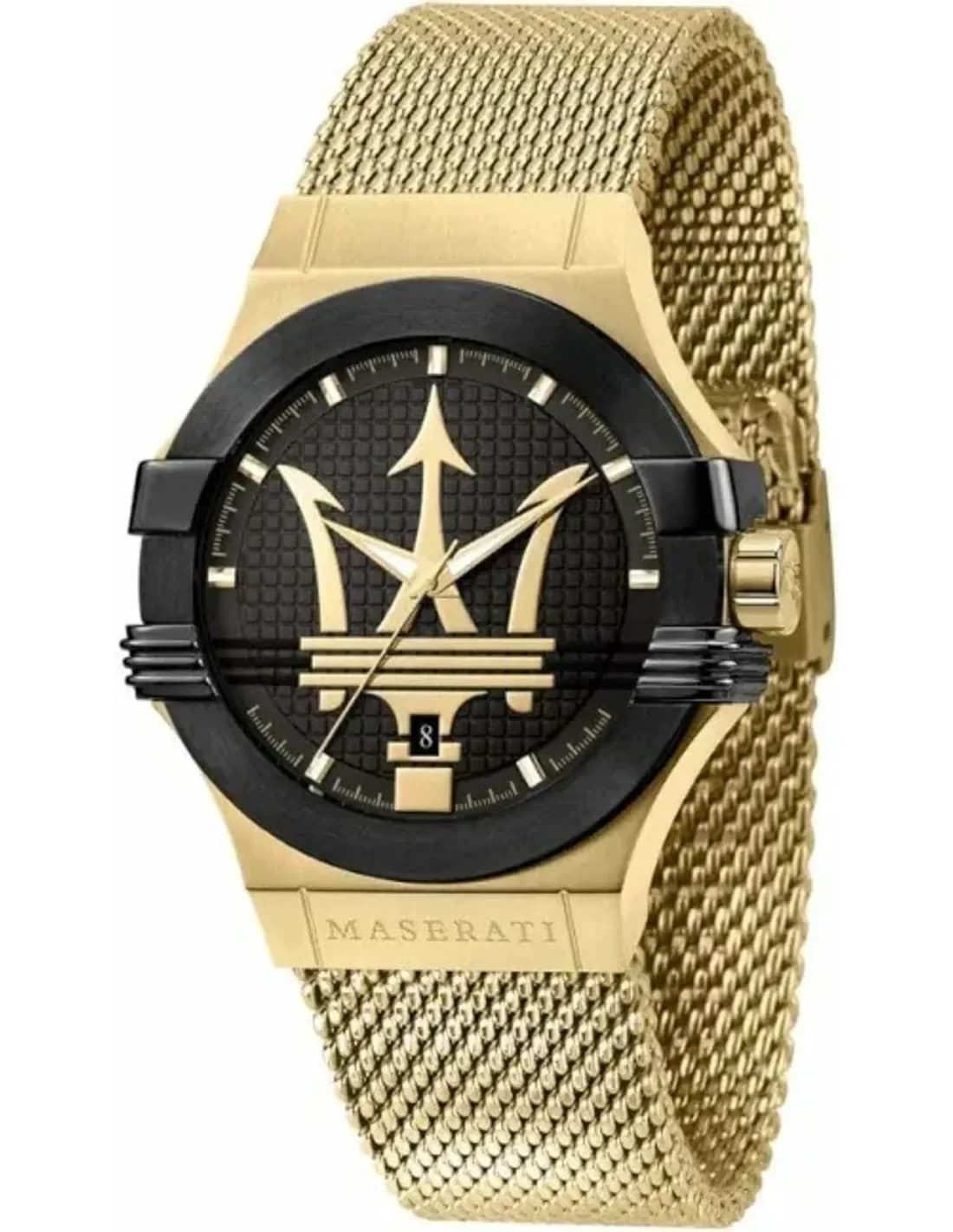 Montre Homme Maserati Potenza R8853108006 - Boîtier et bracelet maille milanaise en acier doré