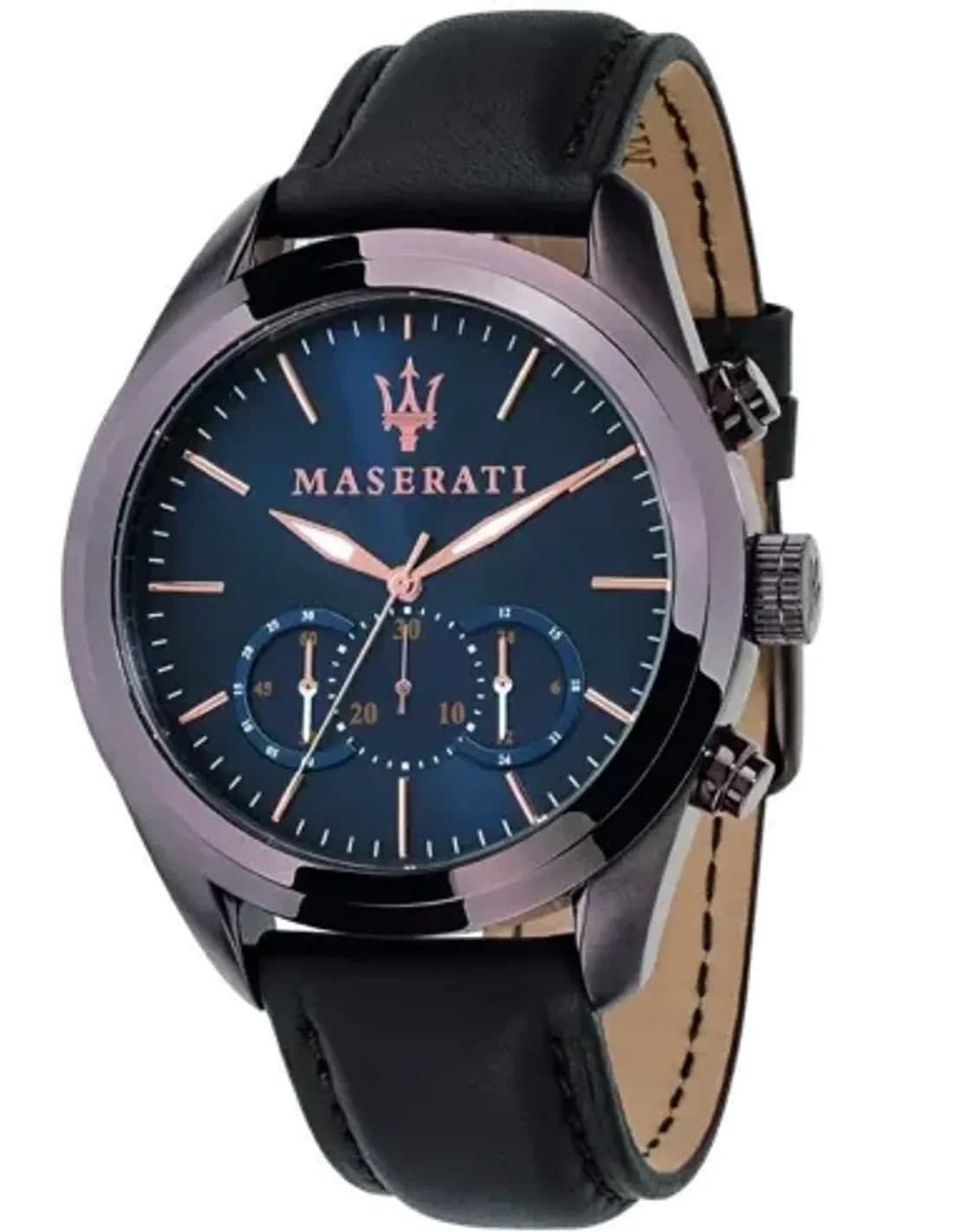 Montre Homme Maserati Traguardo R8871612008 - Boîtier Violet, Cadran Bleu, Bracelet Cuir Marron