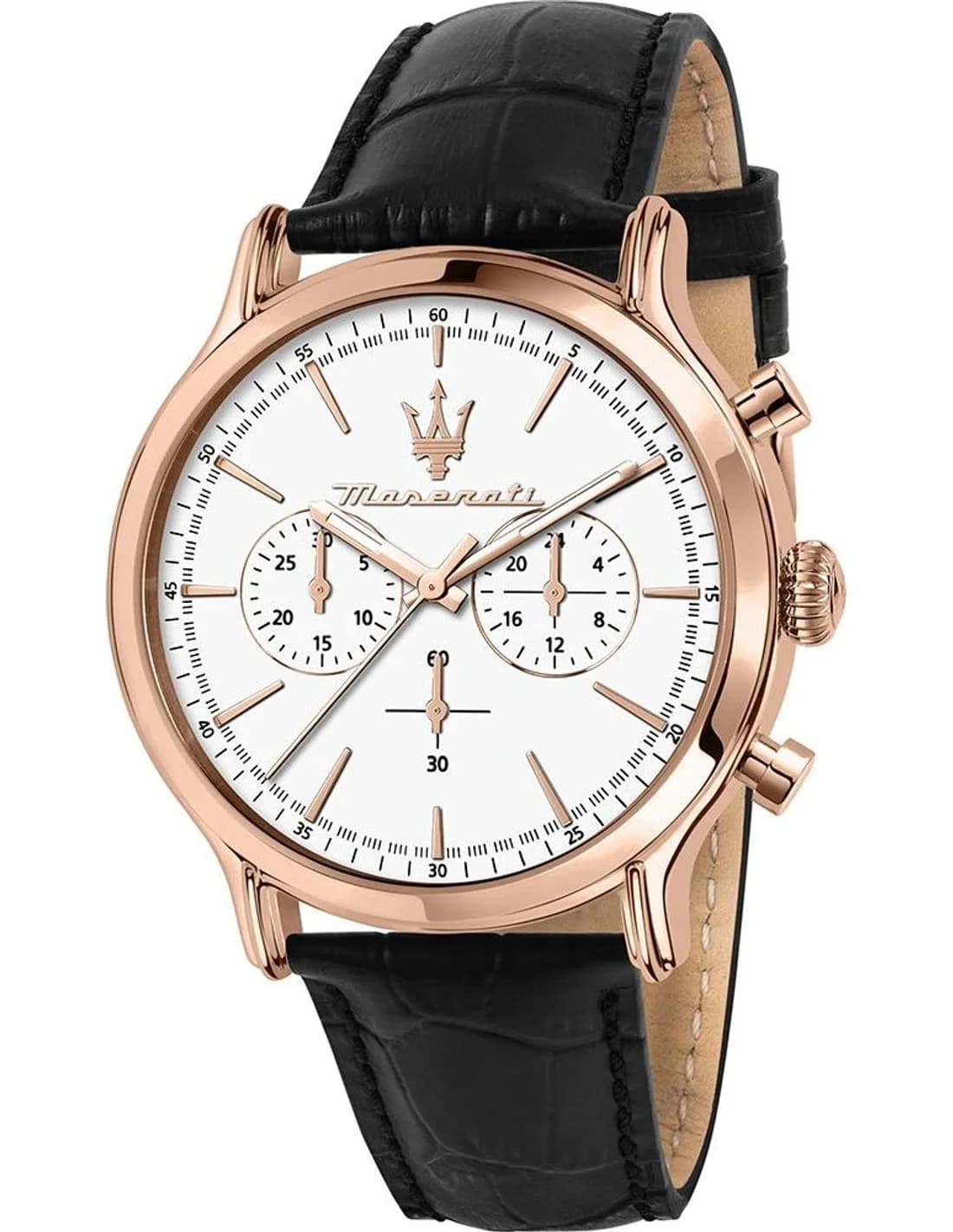 Garde-temps Maserati R8871618016 pour homme, cadran noir avec boîtier or rose