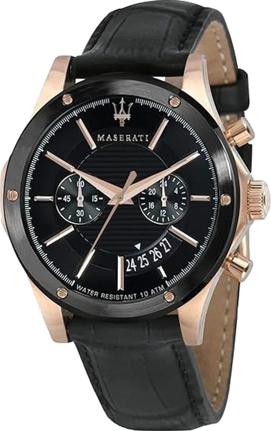 Montre Homme Maserati Circuito R8871627001 Cadran chronographe noir Bracelet en cuir noir