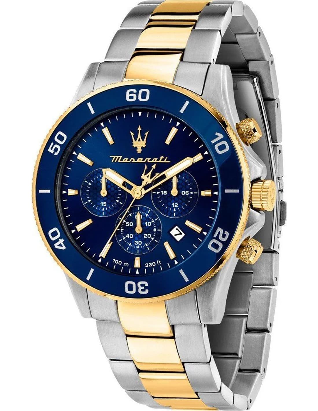 Montre Maserati Competizione R8873600006 homme bicolore, acier inoxydable 43mm, quartz 10 ATM