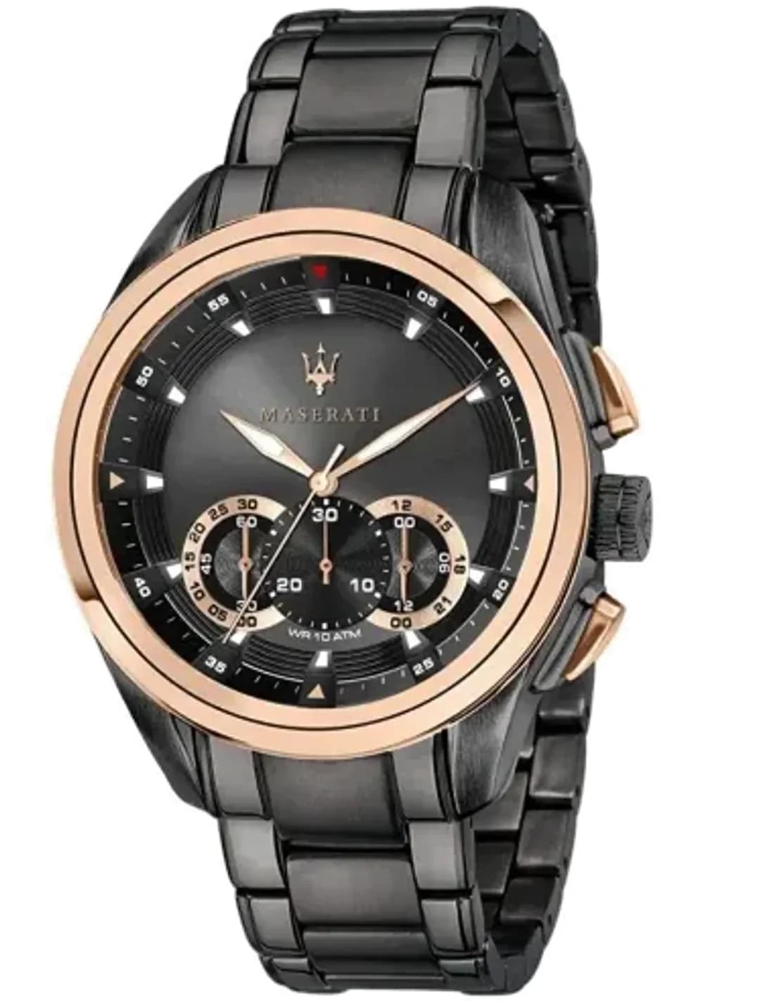 Montre Maserati Traguardo Homme R8873612016 - Boîtier or rose, cadran et bracelet acier noir