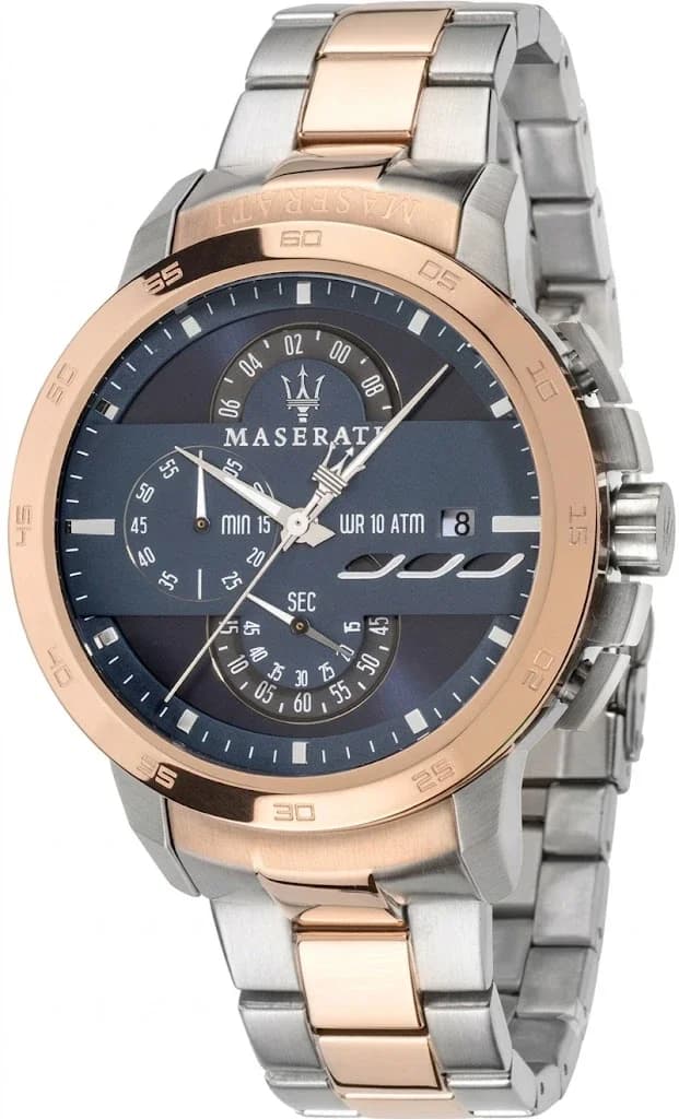 Montre Maserati Ingegno R8873619002 Cadran bleu bracelet bi-ton or rose et argent