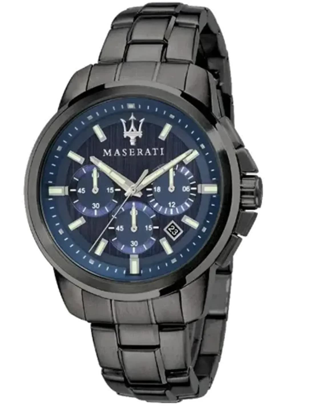 Montre Homme Maserati Successo R8873621005 - Boîtier acier noir, cadran bleu, bracelet acier