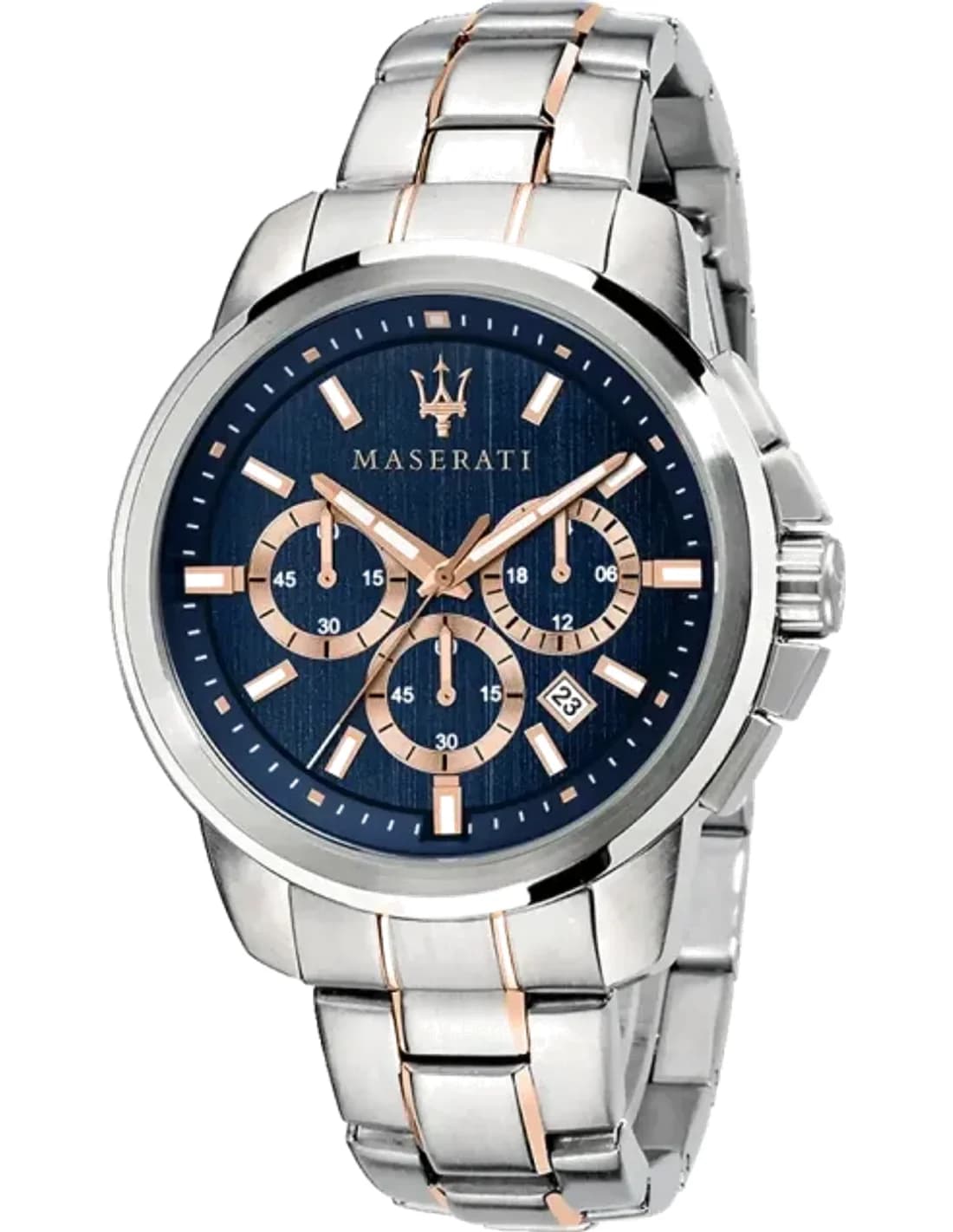 Montre Homme Maserati Successo R8873621008 Chronographe Cadran Bleu Acier Bicolore