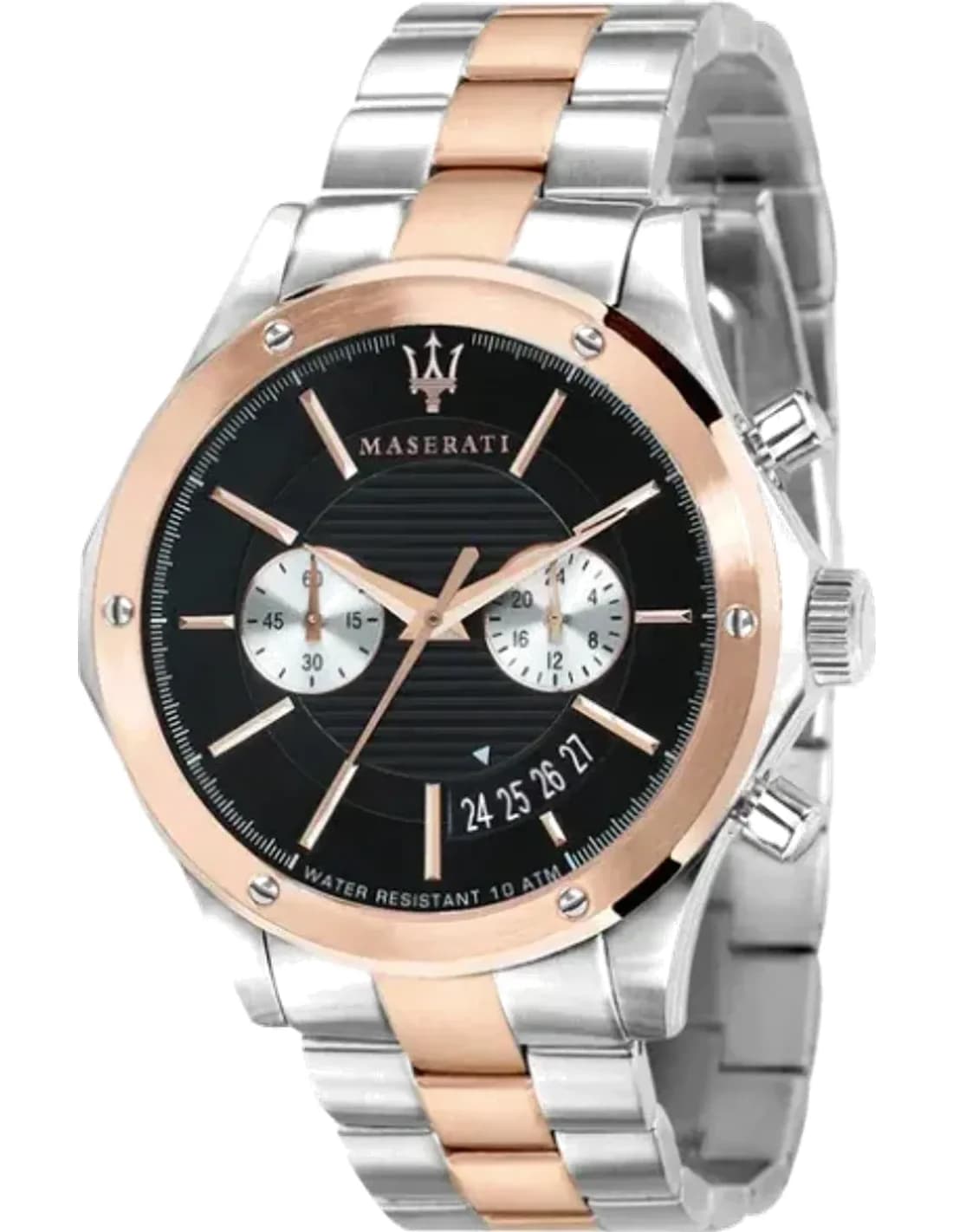 Montre Homme Maserati Circuito R8873627004 Cadran chronographe noir Bracelet en acier inoxydable bicolore