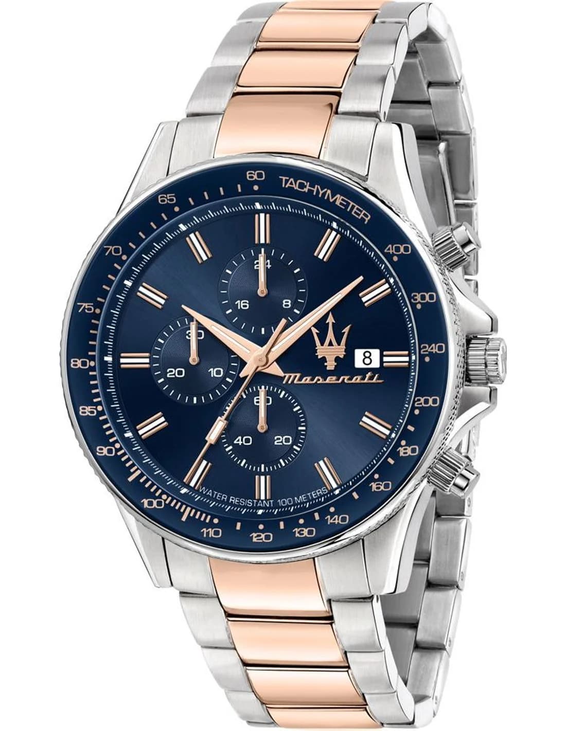 Montre Maserati Sfida R8873640012 homme bicolore, acier inoxydable 44mm, quartz 10 ATM