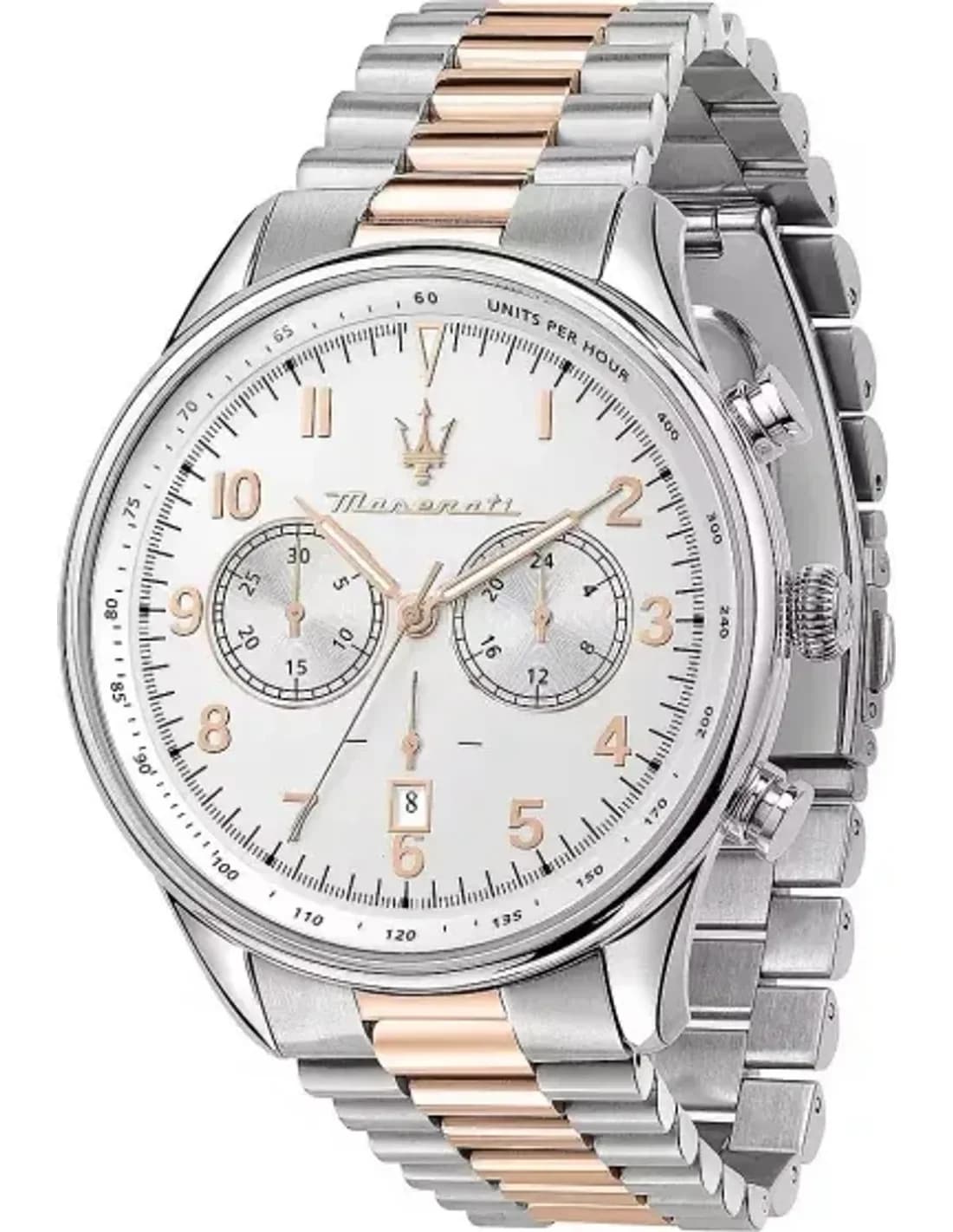 Maserati Tradizione Chronographe Homme - Cadran Blanc, Bracelet Acier - Réf. R887364002