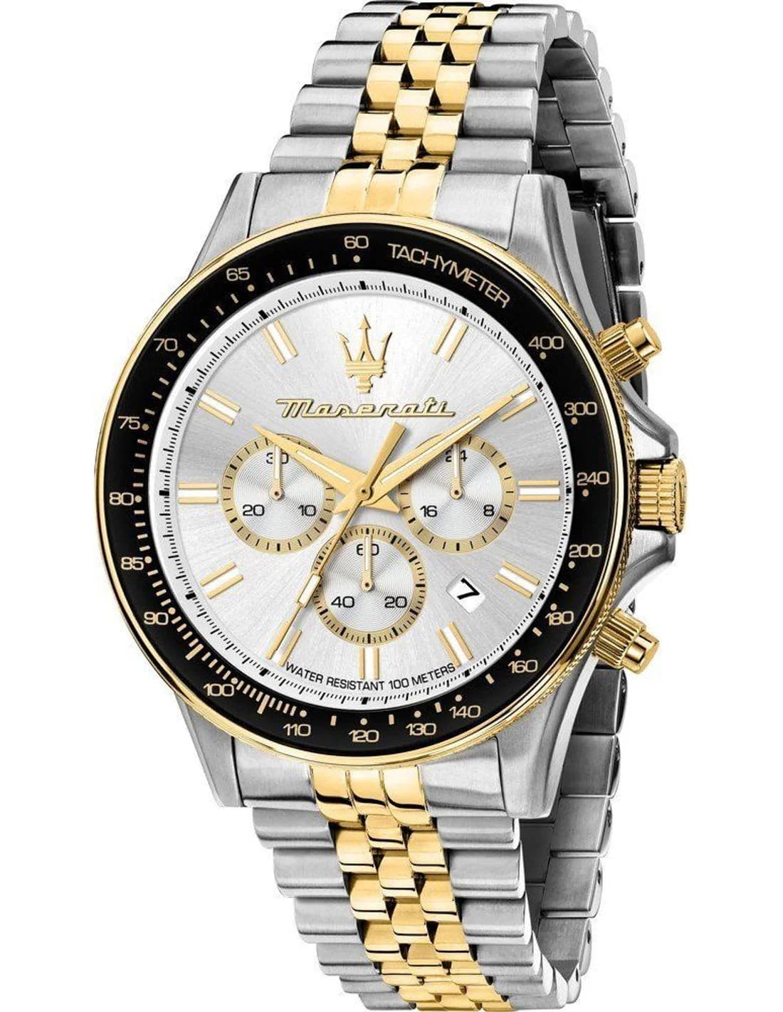 Montre Maserati Sfida R8873640024 homme bicolore, acier inoxydable 44mm, quartz 10 ATM