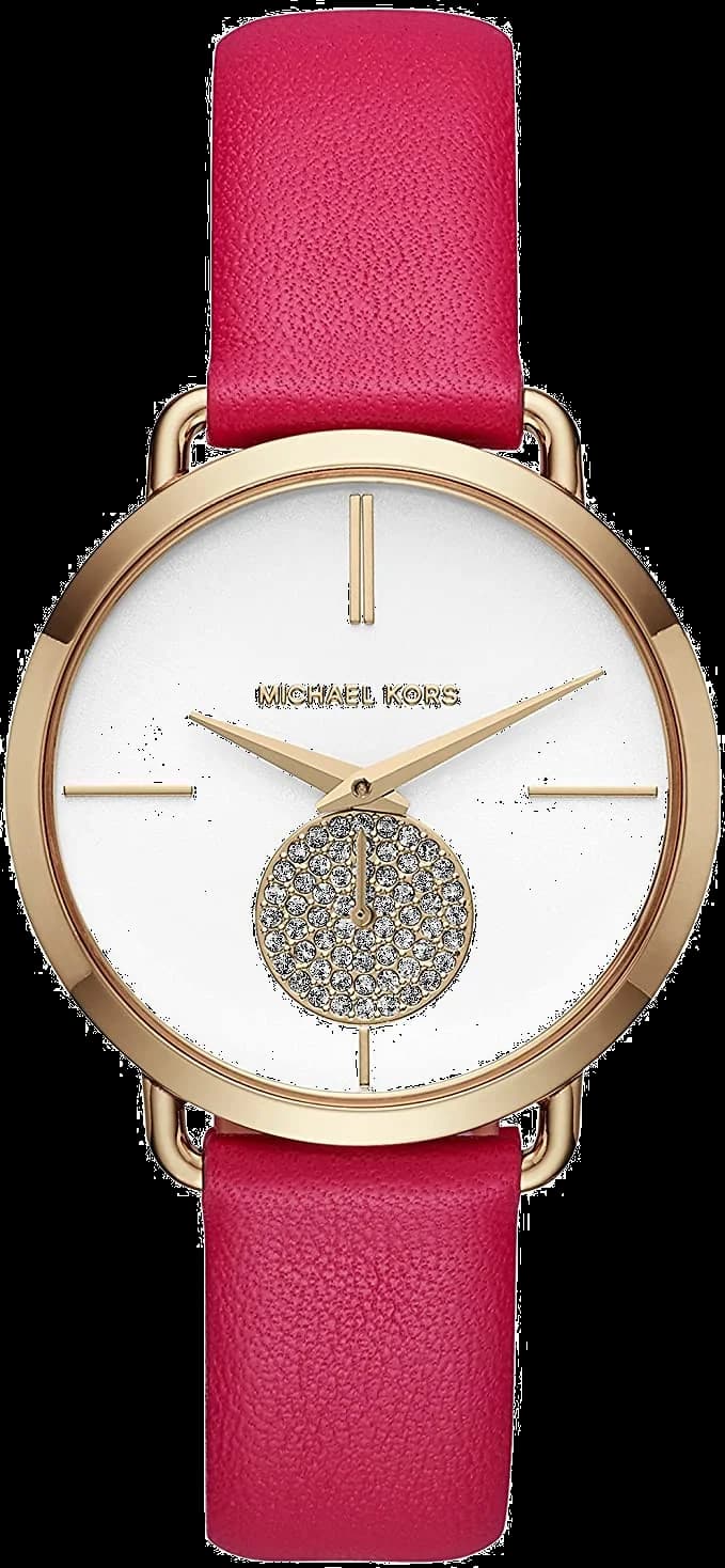Montre Michael Kors MK2710 pour Femme, Cadran Blanc et Bracelet Cuir Rose