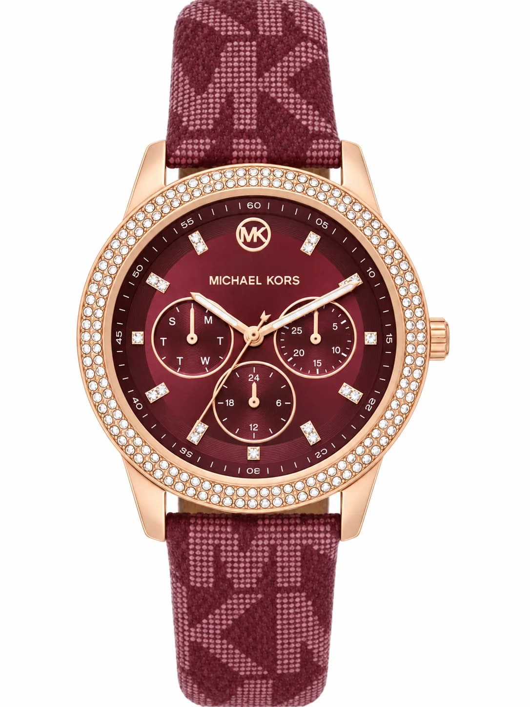 Montre femme Michael Kors Tibbey MK2967, cadran et bracelet bordeaux, boîtier or rose