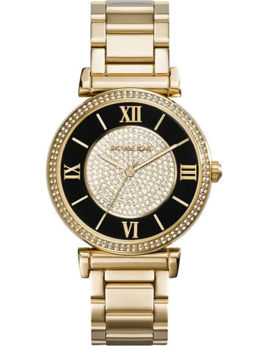 Montre Femme Michael Kors MK3338 en Or et Noir avec Incrustations de Strass