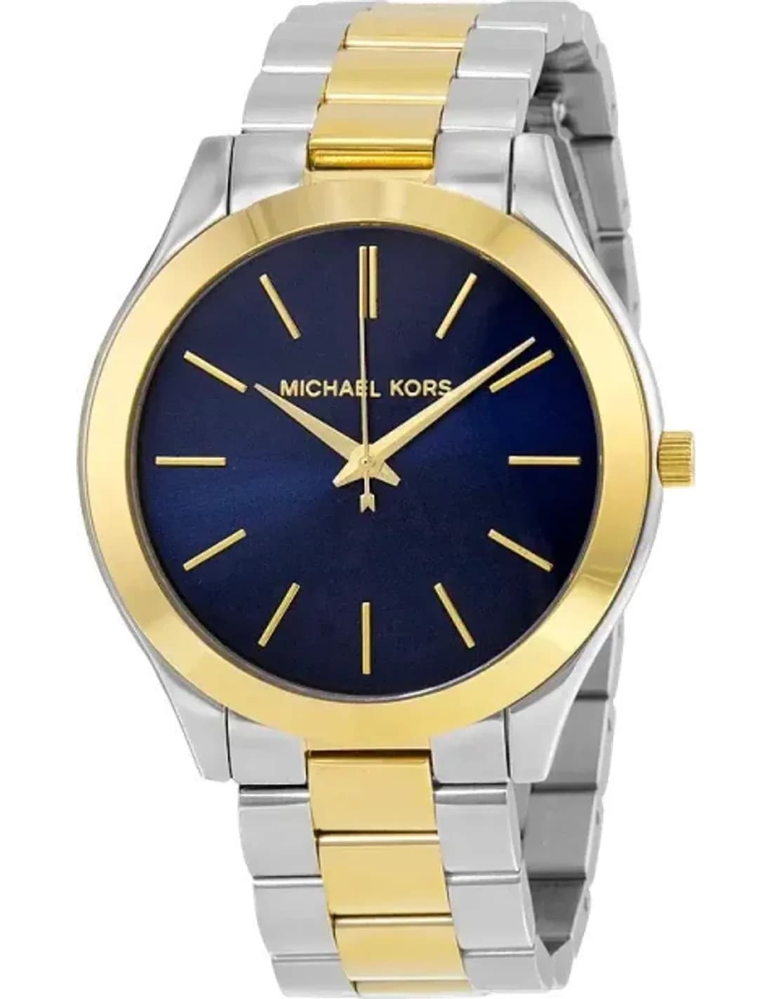 Montre Femme Michael Kors MK3479 - Cadran Bleu, Bracelet Acier Bicolore Argent et Or