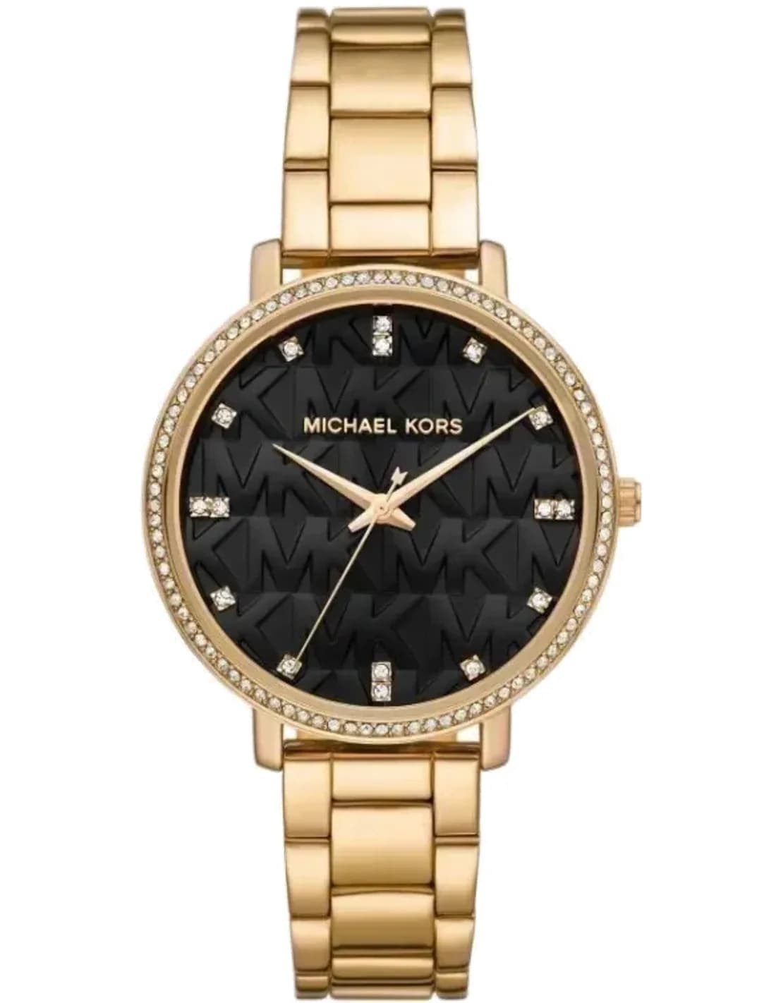 Montre Michael Kors Pyper MK4593 pour Femme - Cadran Noir et Bracelet Acier Doré