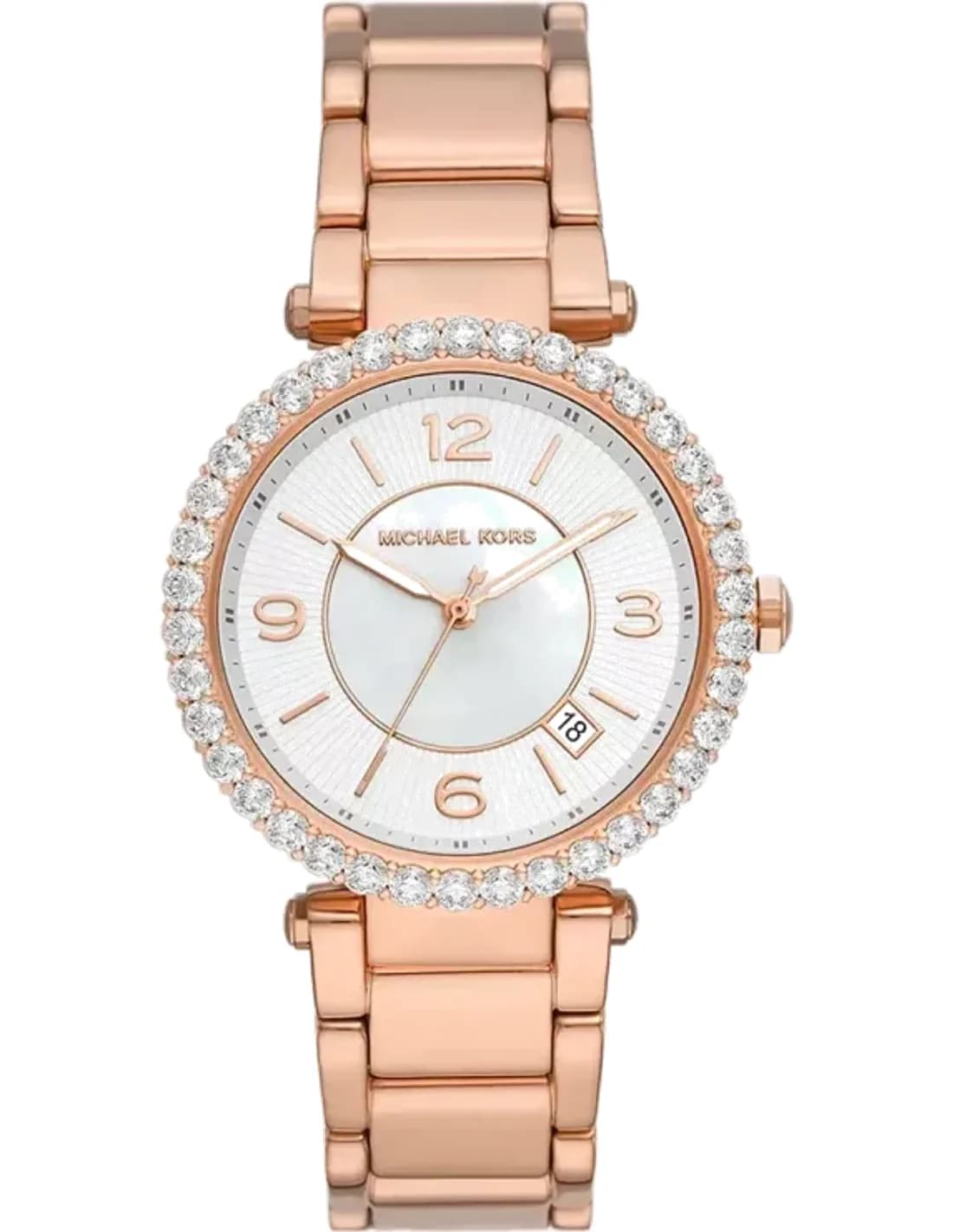 Montre Femme Michael Kors Parker MK4695 - Cadran blanc nacre, bracelet acier or rose