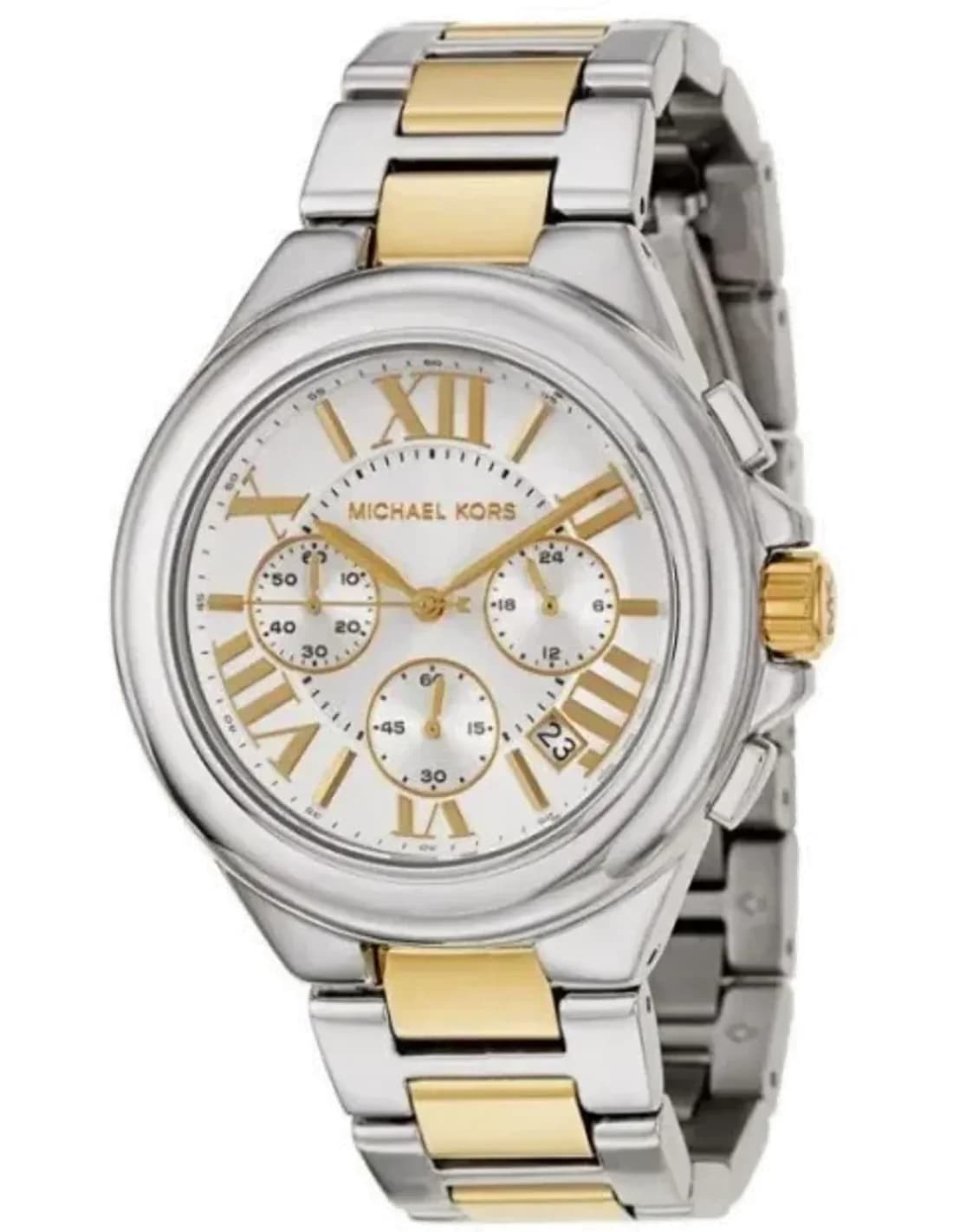 Montre Femme Michael Kors MK5653 Camille - Cadran Blanc, Bracelet Acier Inoxydable Bi-ton Argenté et Doré
