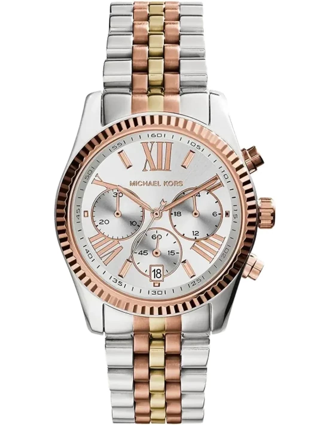 Montre Femme Michael Kors MK5735 Cadran Blanc Bracelet Acier Tricolore