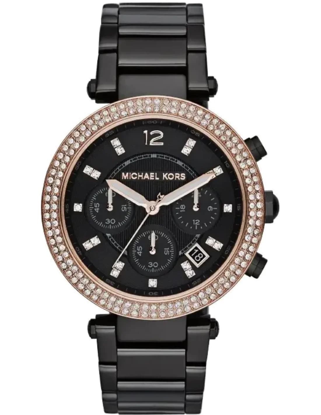 Montre femme Michael Kors Parker MK5885 - Cadran noir, boîtier acier, bracelet noir