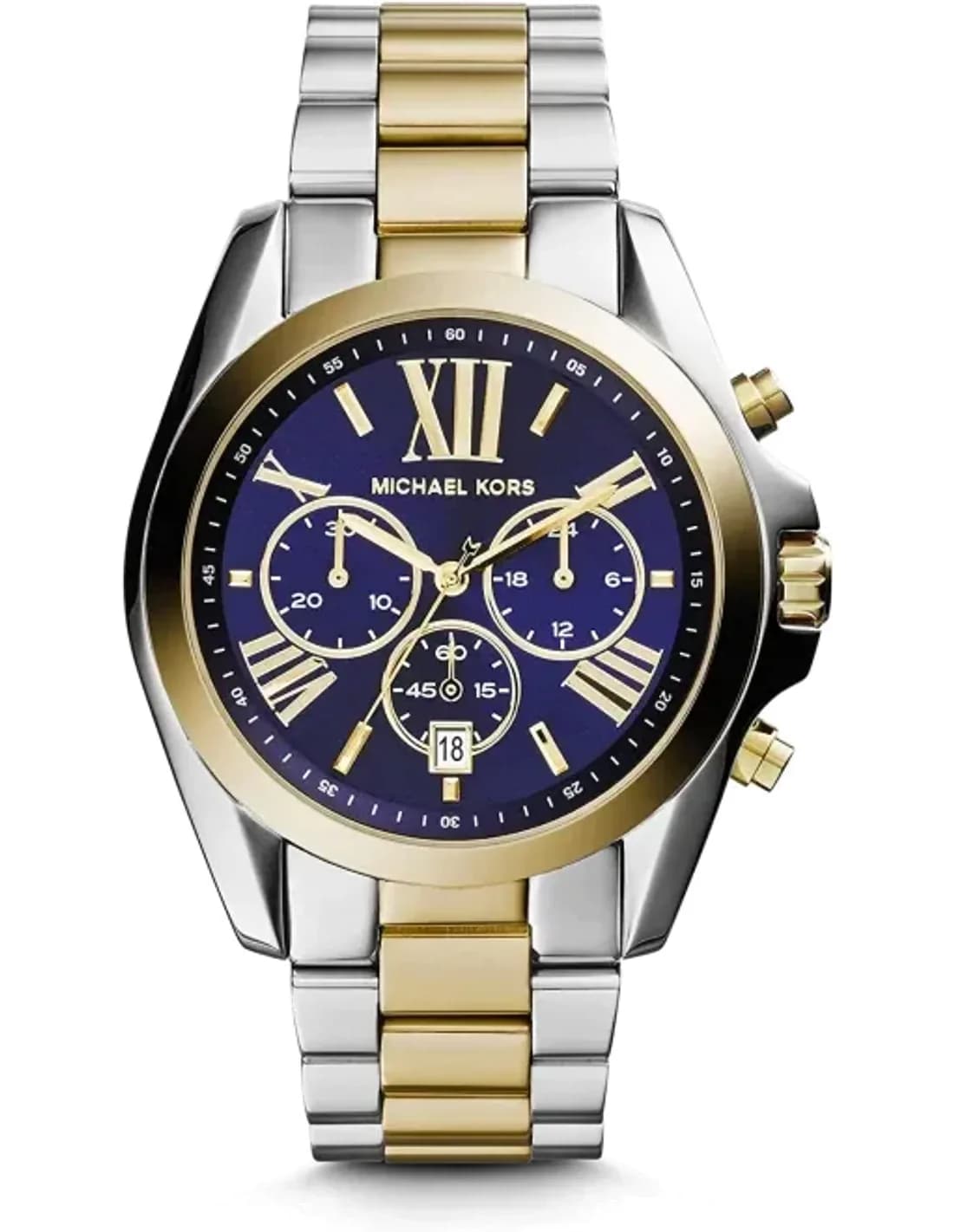 Montre Femme Michael Kors MK5976 Bradshaw - Cadran Bleu, Bracelet Acier Bi-ton Argent et Or