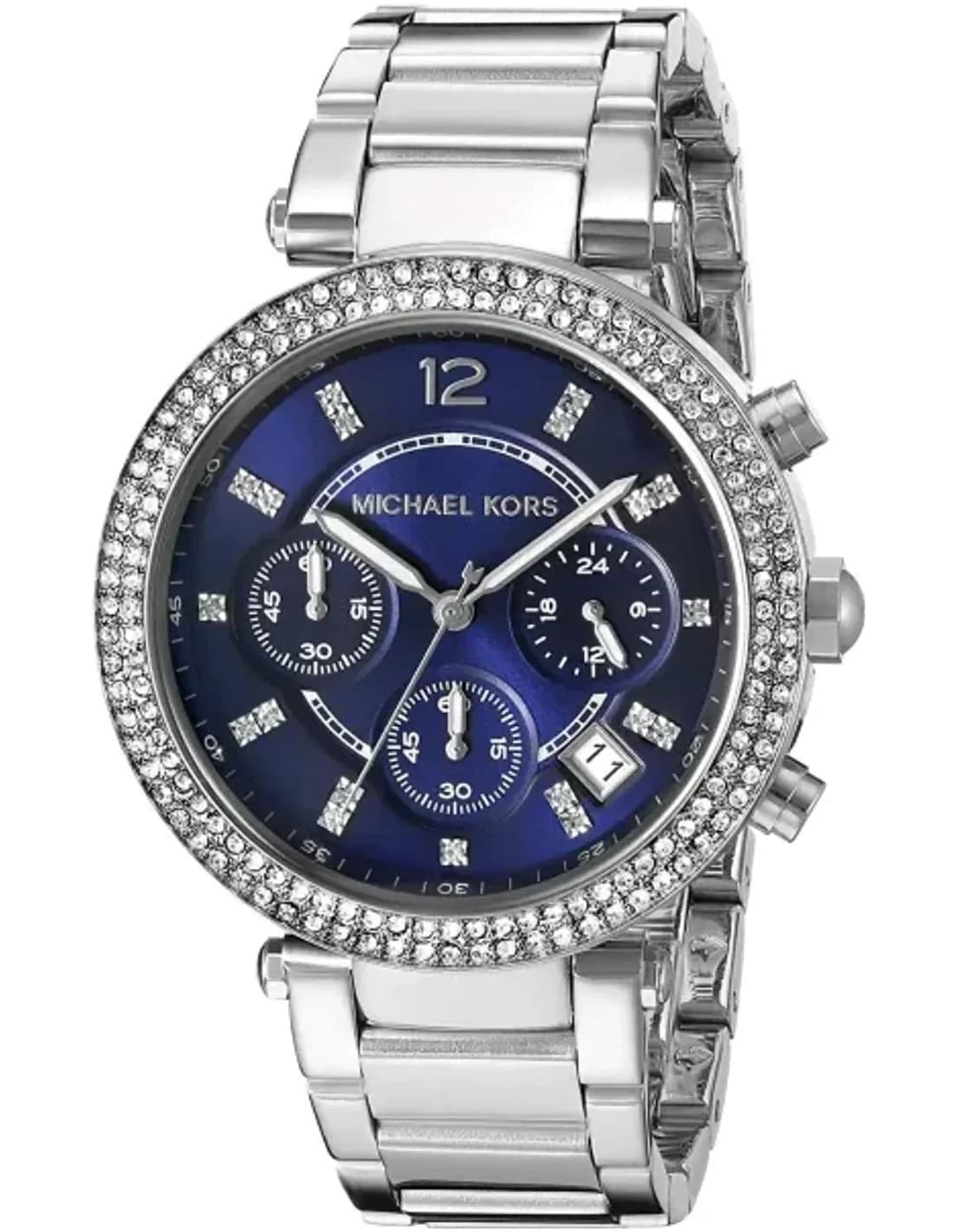 Montre Femme Michael Kors MK6117 Parker Chronographe Acier Cadran Bleu Cristaux