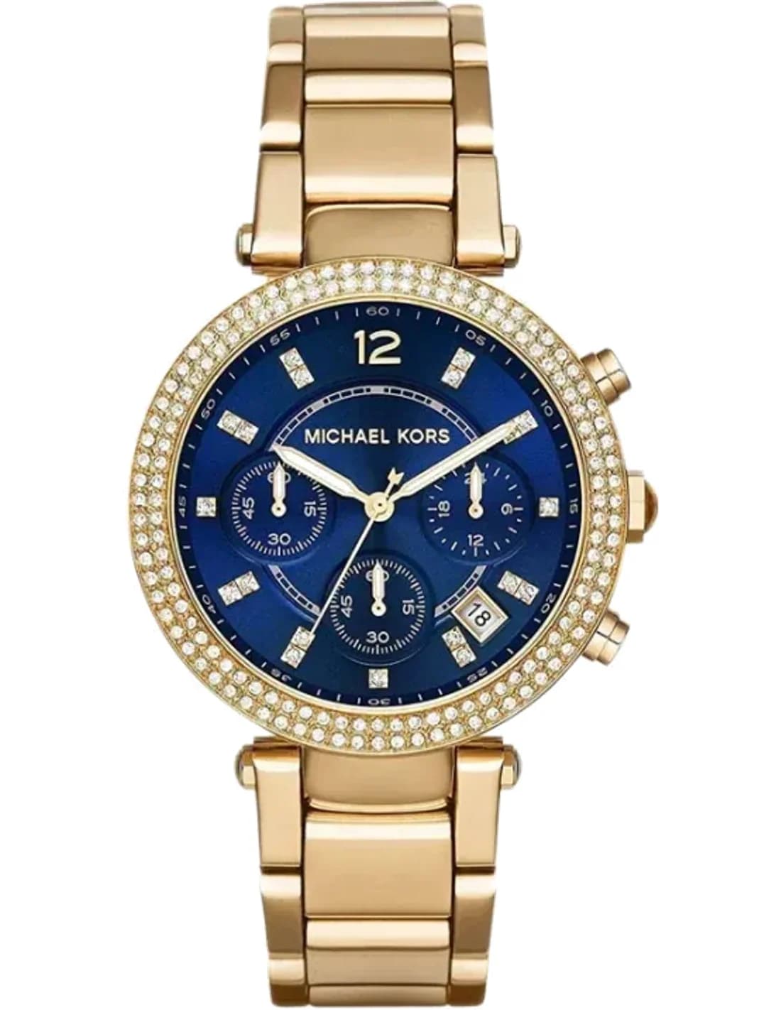 Montre chronographe Michael Kors Parker MK6262 à cadran bleu Bracelet doré