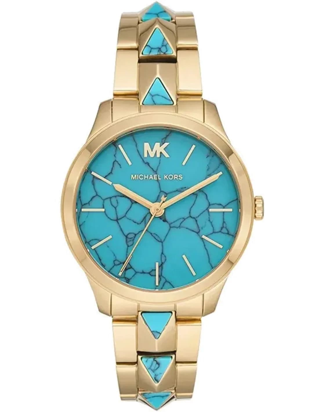Montre Femme Michael Kors Mercer MK6670 - Cadran Bleu Turquoise, Bracelet Or Acier