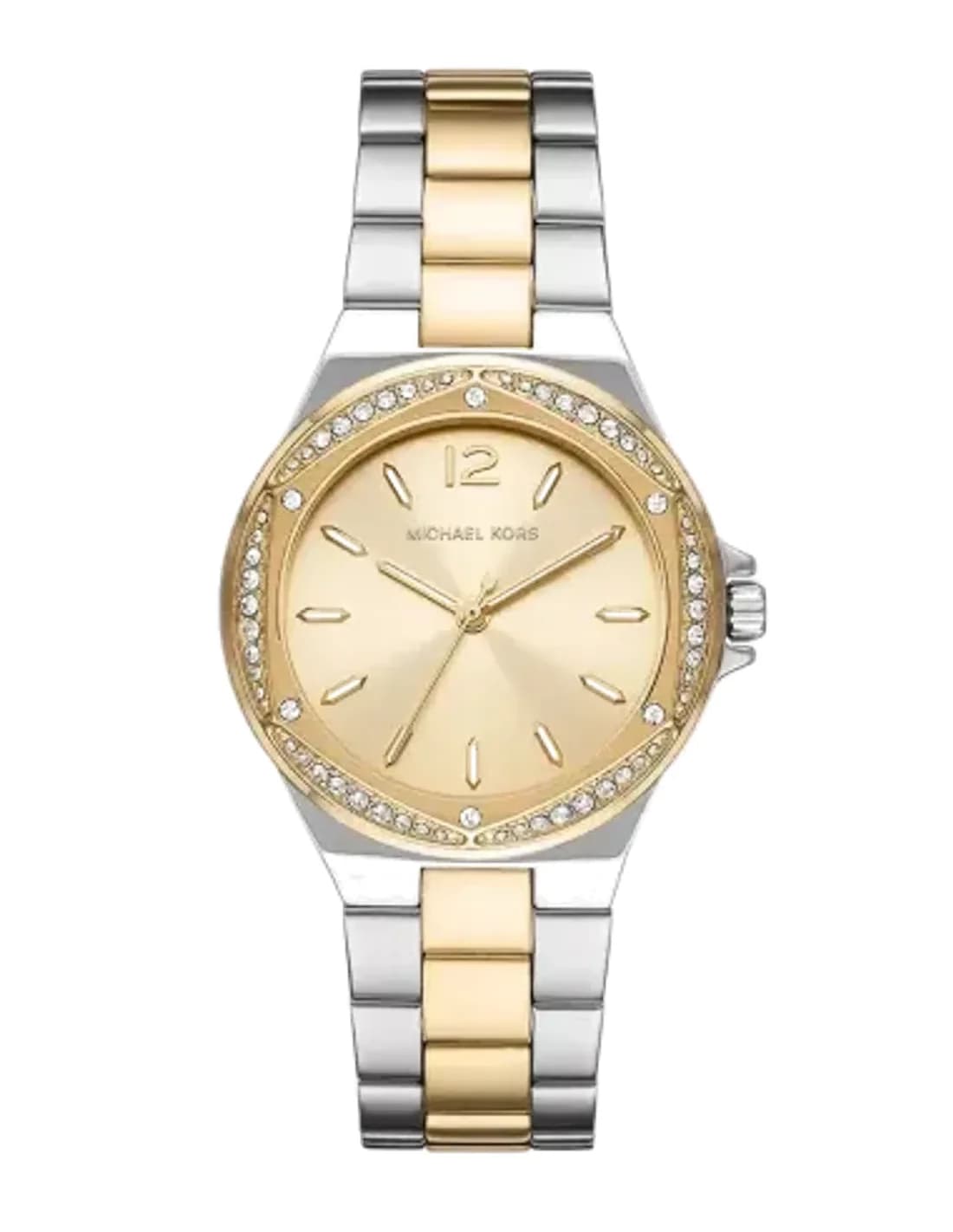 Montre Michael Kors Lennox MK6988 pour femme - Cadran doré, bracelet acier inoxydable bicolore argent et or