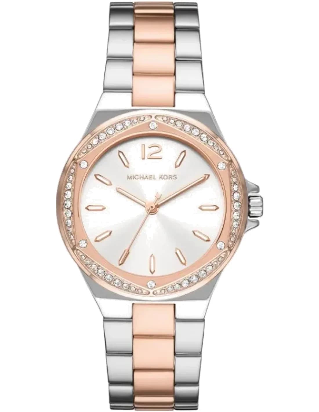 Montre Michael Kors Lennox MK6989 pour femme, bracelet acier bicolore argent et or rose