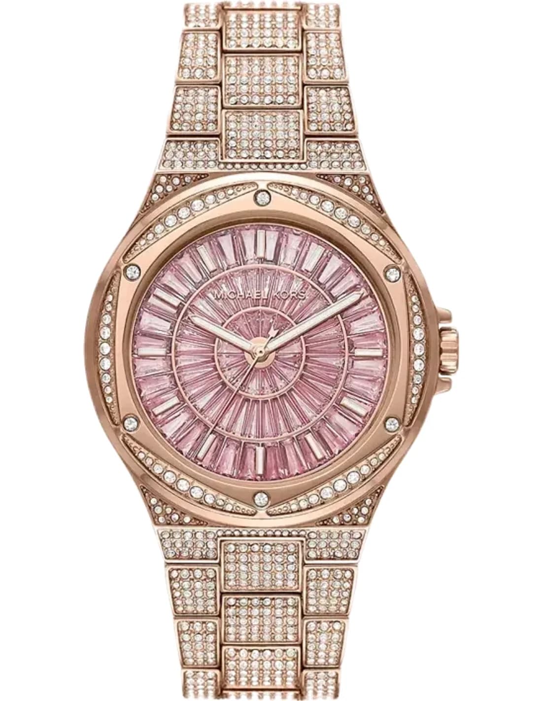 Montre Femme Michael Kors Lennox MK6992 Cadran Pavé Cristaux Bracelet Acier Or Rose