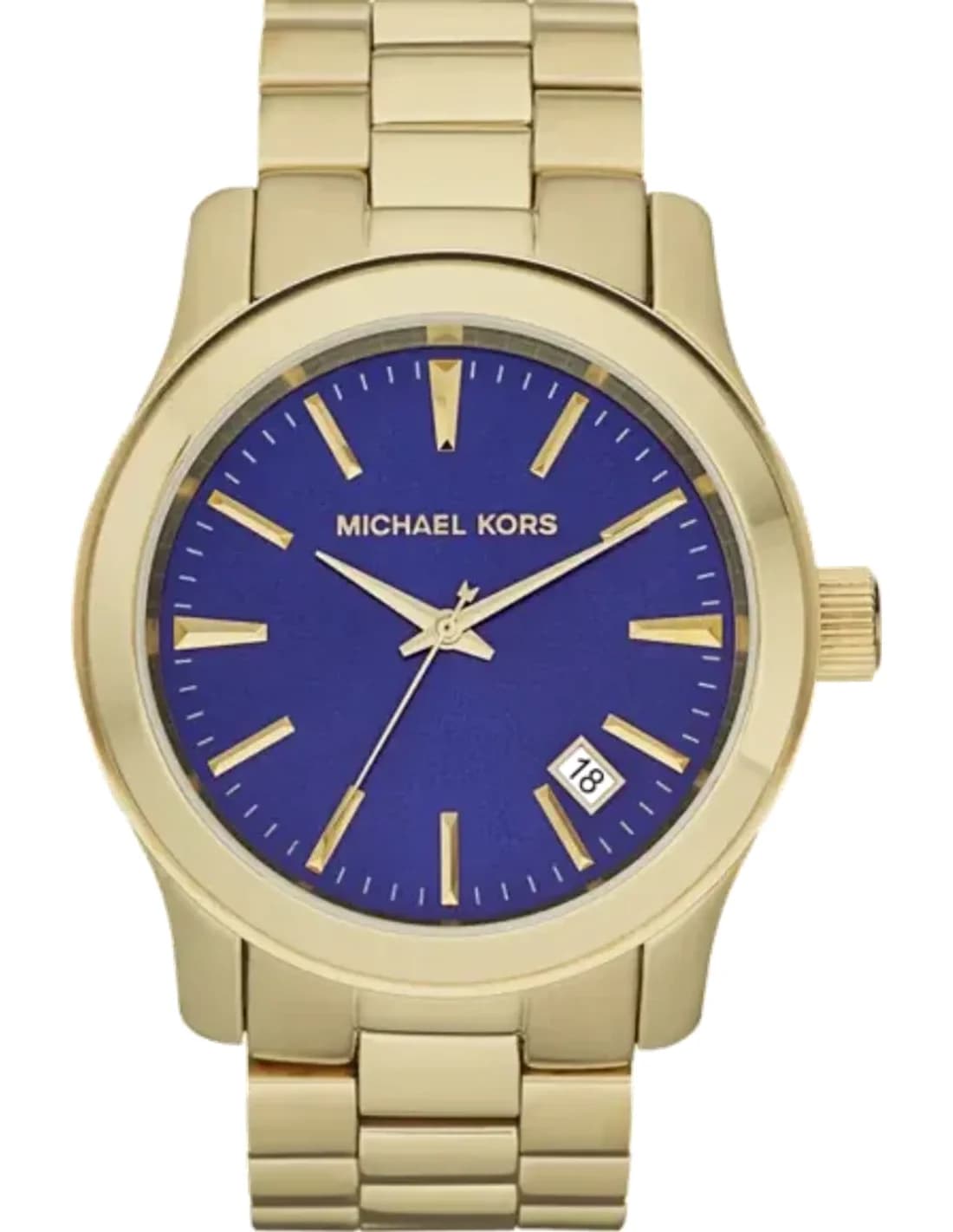 Montre Michael Kors MK7049 Runway Unisexe en Acier Doré avec Cadran Bleu
