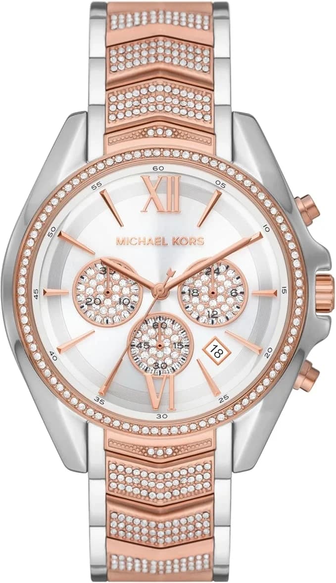 Montre chronographe Michael Kors Whitney MK7225 bracelet bicolore orné de cristaux
