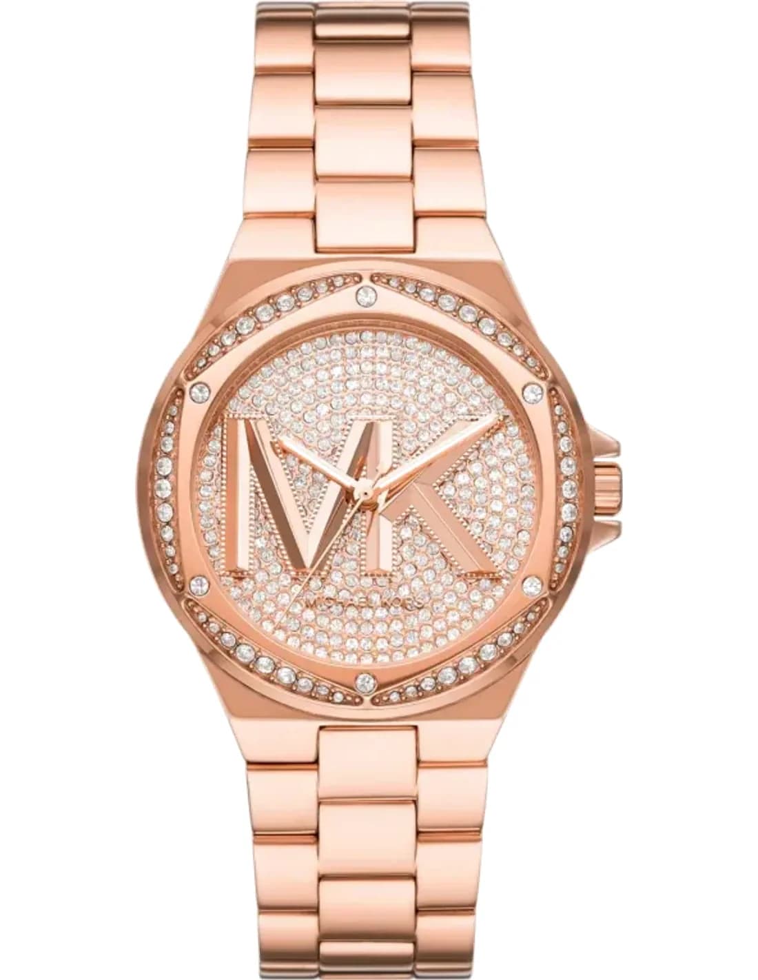 Montre Michael Kors MK7230 Femme - Cadran Or Rose Pavé Logo, Bracelet Acier Inoxydable Doré