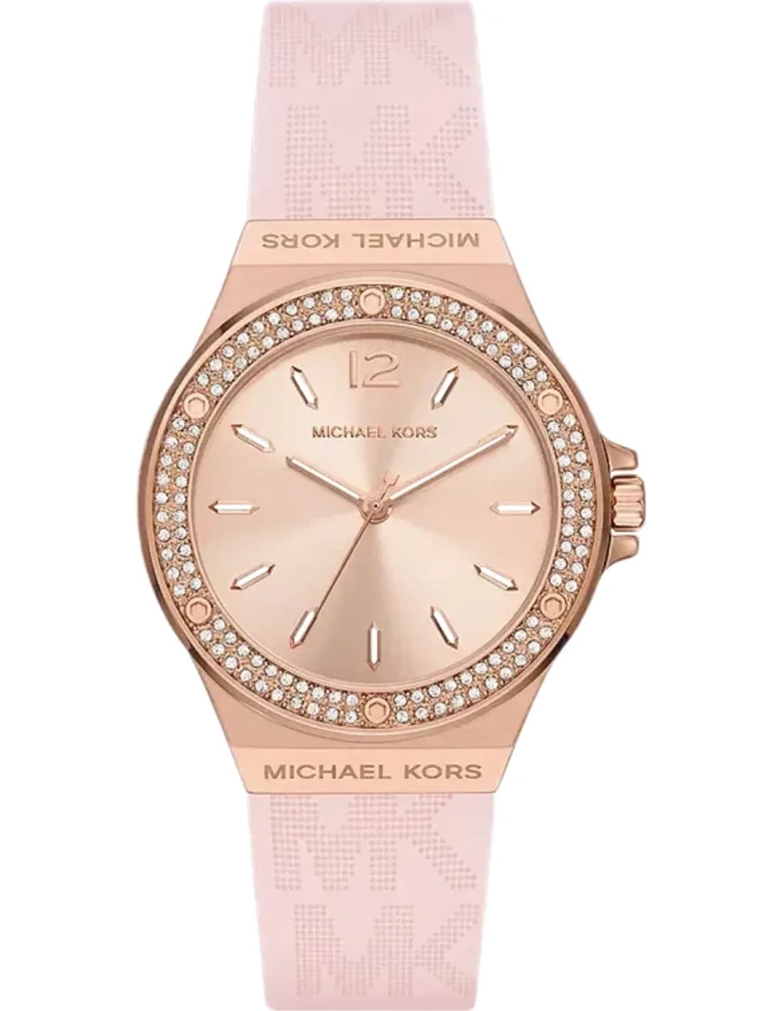 Montre Michael Kors MK7282 Lennox pour femme - Cadran or rose, bracelet silicone rose