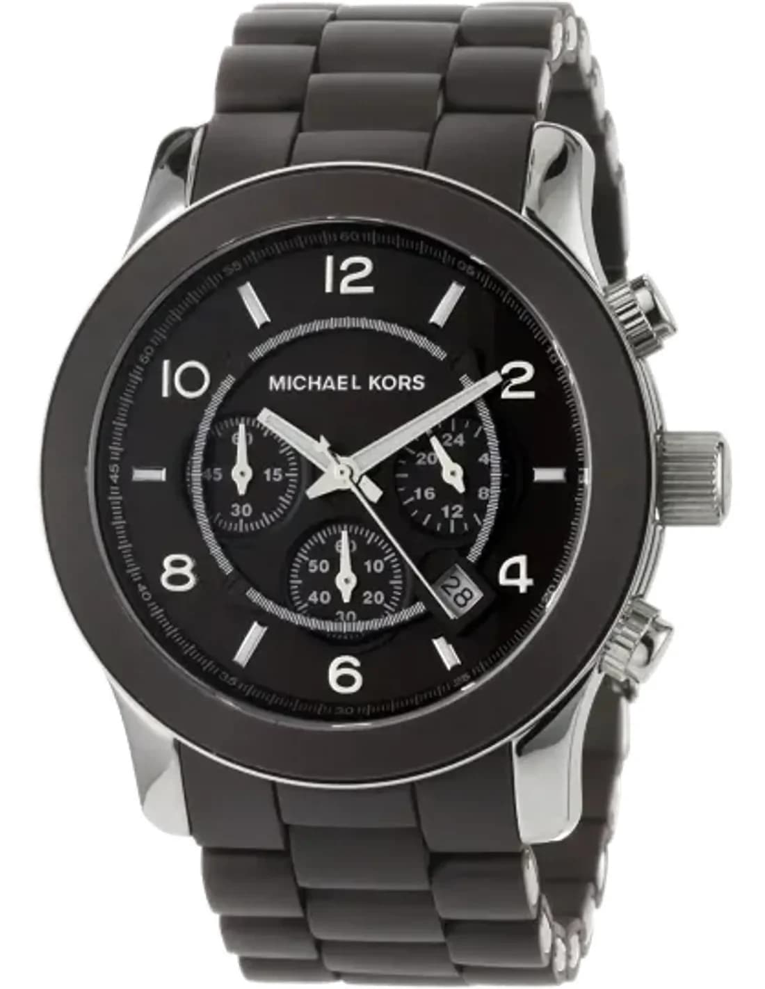 Montre Homme Michael Kors MK8129 Chronographe Sport - Boîtier Argent & Bracelet Plastique Brun