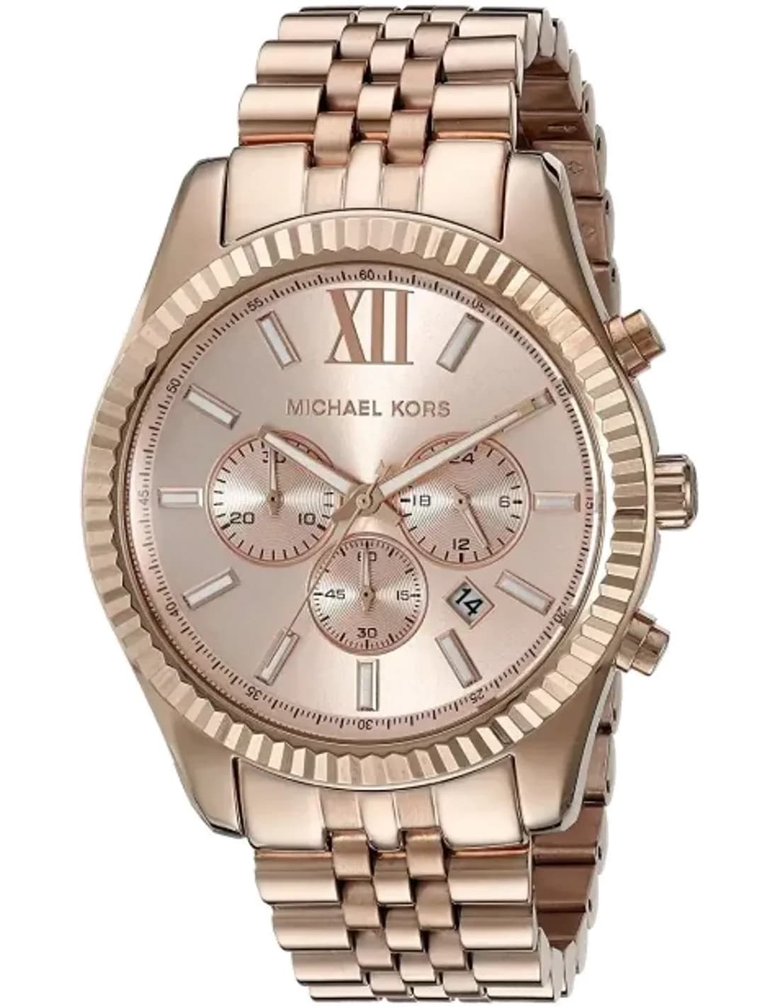 Montre Michael Kors MK8319 Chronographe Femme en Acier Or Rose - Lunette Crantée
