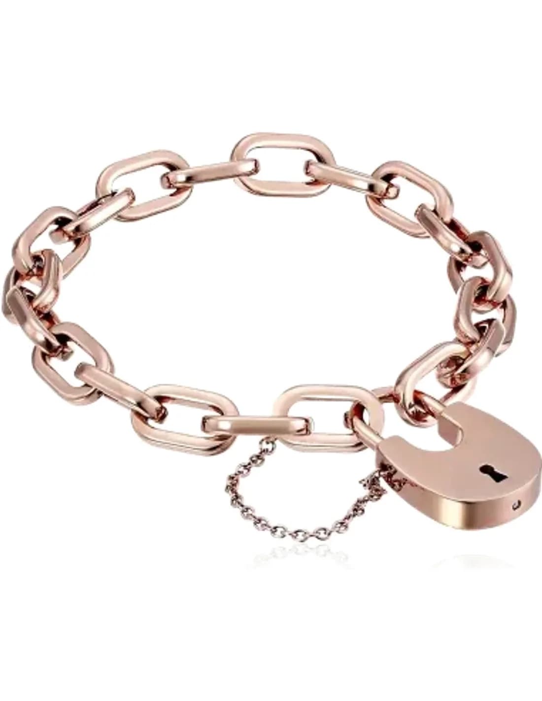 Bracelet Michael Kors MKJ4629791 en acier or rose pour femme avec breloque cadenas