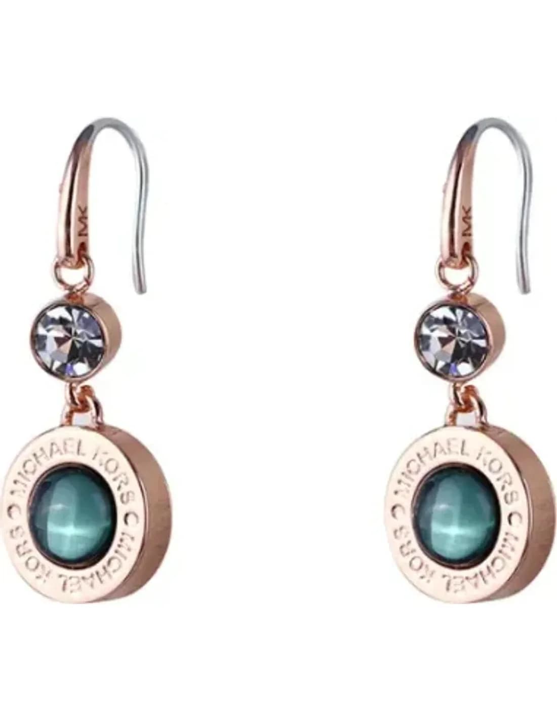 Boucles d'oreilles Michael Kors MKJ654520 plaqué or rose avec pierre verte pour femme