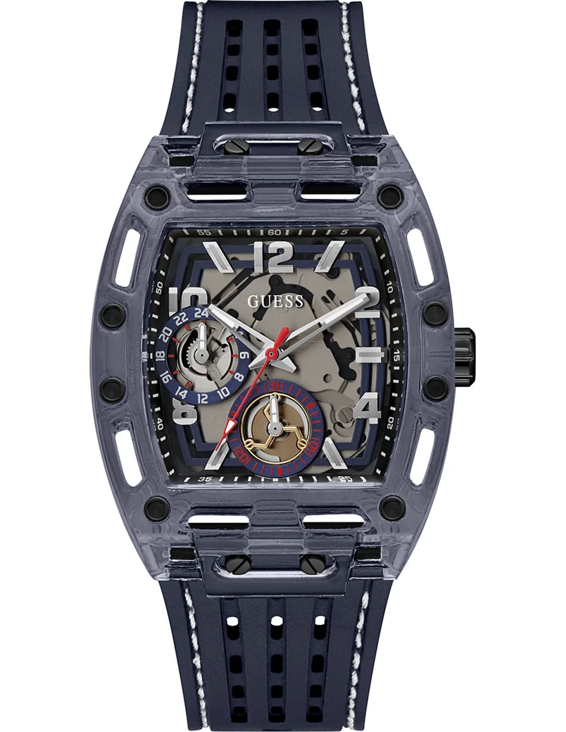Montre Homme Guess Phoenix GW0499G1 cadran bleu bracelet silicone bleu