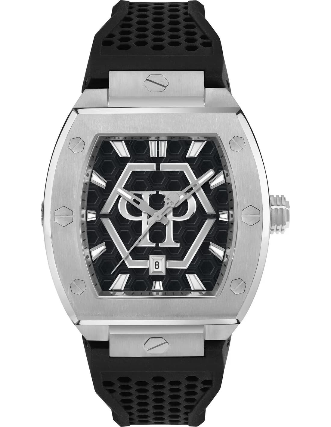Montre Homme Philipp Plein The Hexagon Phantom PWPUA0524 cadran noir bracelet silicone