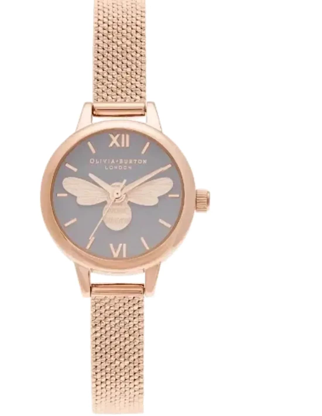 Montre Femme Olivia Burton OB16MC54 Cadran Gris Abeille 3D, Bracelet maille milanaise Argent